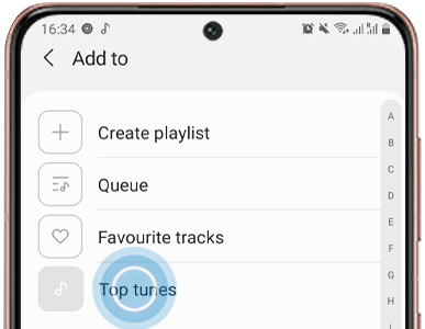 Tap the playlist you want to add the track to