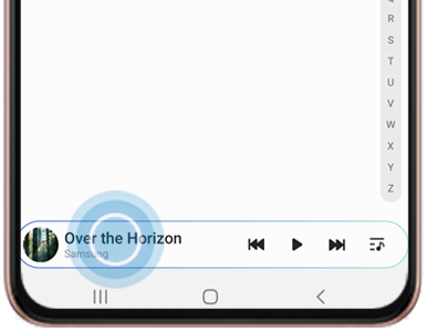 Tap the song name to open the full music player