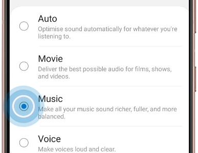 Tap your preferred audio type