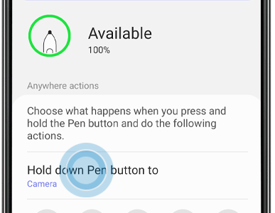 "Hold down pen button to" selected