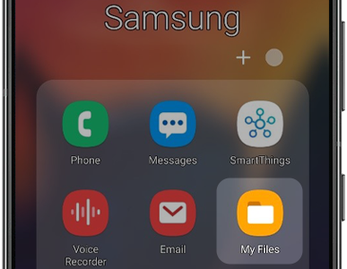 The My Files app in the Samsung folder