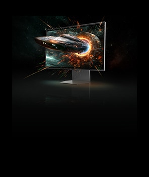 A Samsung Odyssey OLED G9 Monitor with car game on the screen.
