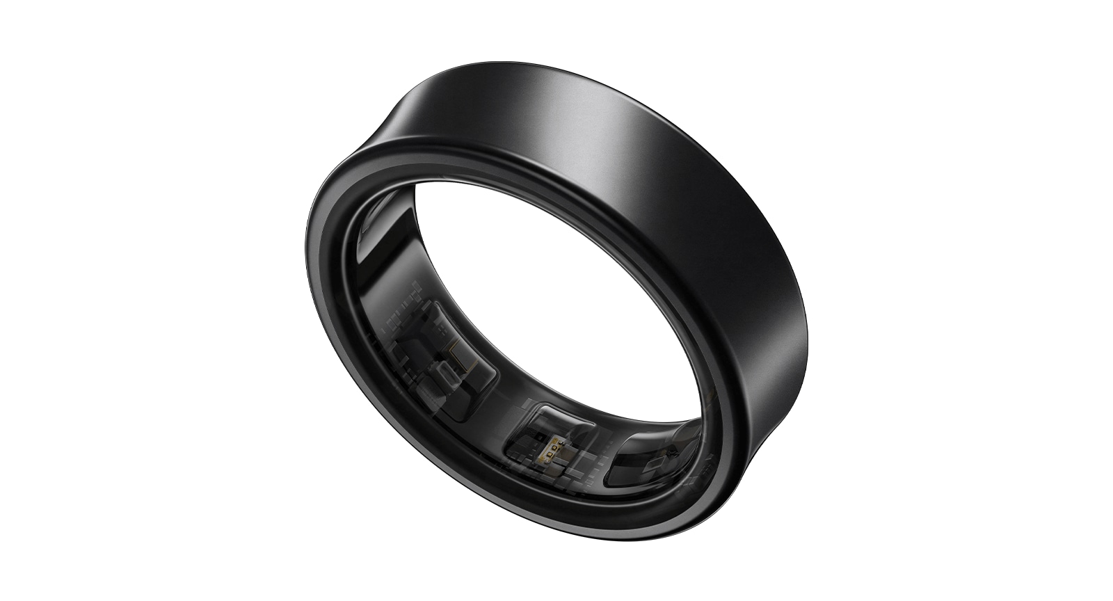 Image of the new Samsung smart ring, the Galaxy Ring, in Titanium Black.
