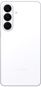 Galaxy S26 plus in White seen from the rear.