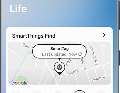 SmartThings Find szolgáltatás SmartThings alkalmazásban