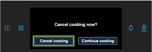 How do I stop a cooking function?