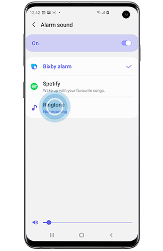 Ringtone selected on a galaxy smartphone