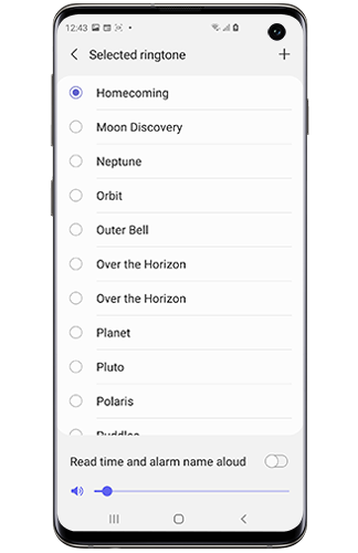 List of ringtones shown on Galaxy smartphone