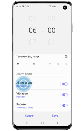 Alarm sound selected on a Galaxy smartphone