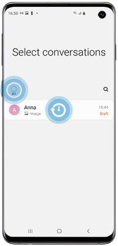 All and conversation selected on a Galaxy smartphone 