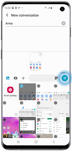 Send icon selected on a Galaxy smartphone with an image selected below