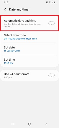 Tap Automatic date and time