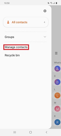 Tap Manage contacts