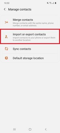 Tap Import or export contacts