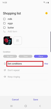 Tap Set conditions