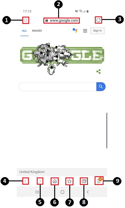 Basic navigation of the Samsung Internet app