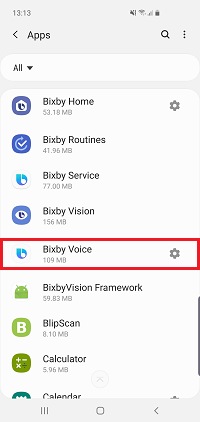 Toque la voz de Bixby