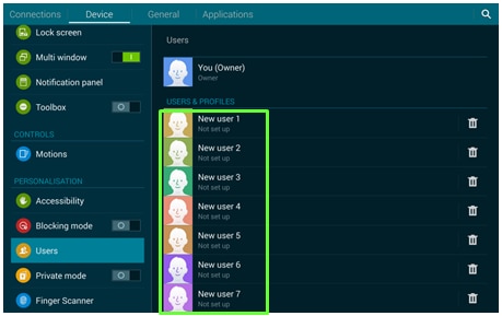 How do I create multiple user profiles for my Samsung Galaxy Tab S?