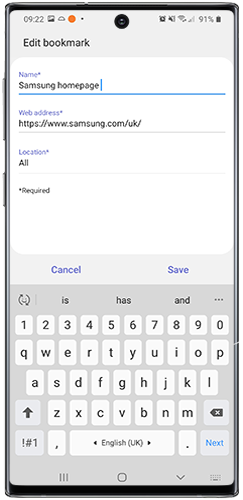 Enter a new name for your bookmark