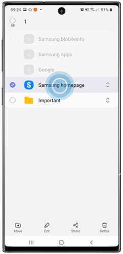 Select the bookmarks you want to move
