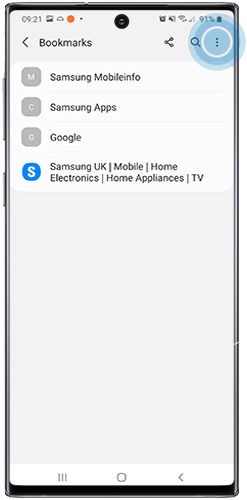 Tap the options icon