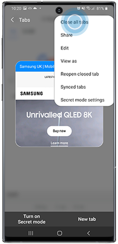 Tap Close all tabs