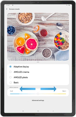 Adjust white balance on Tab S5e