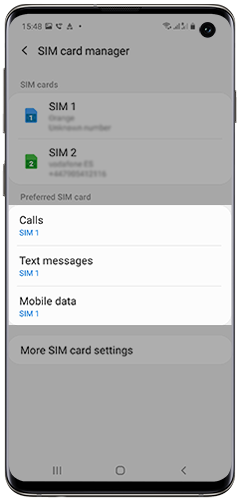 How to use or manage dual SIM cards Samsung IE