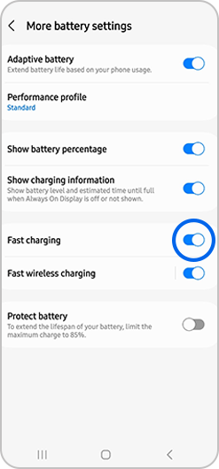 Switch next to Super fast charging selected