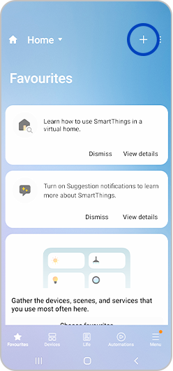 Plus selected in SmartThings app