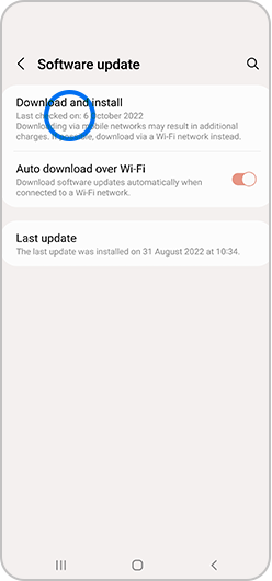 Download and install selected in Software update menu
