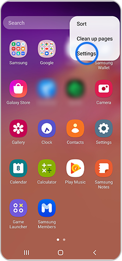 12Settings selected in menu on apps screen