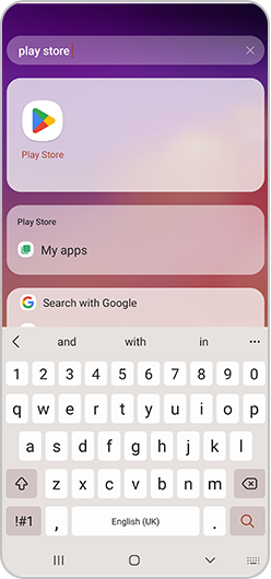 Typing Play Store in search bar on apps screen