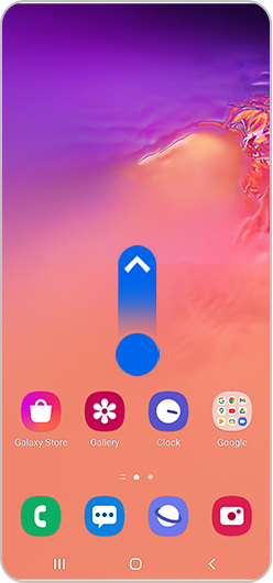 Swipe up on home screen to reveal apps 