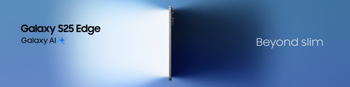 A product shot of the Galaxy S25 Edge, featuring a close-up on the rear camera modules.