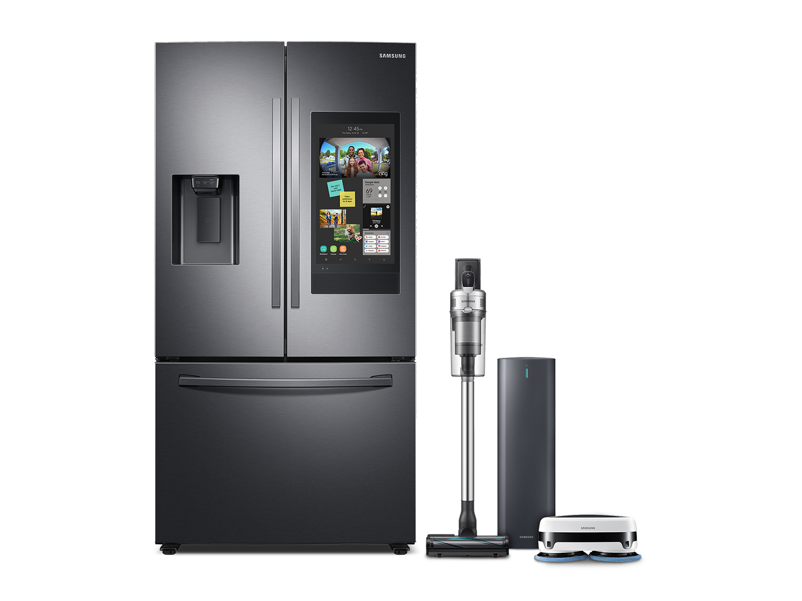 Photos - Fridge Samsung Family Hub™ 3-Door French Door Refrigerator, Jet 75 Complete Cordl 