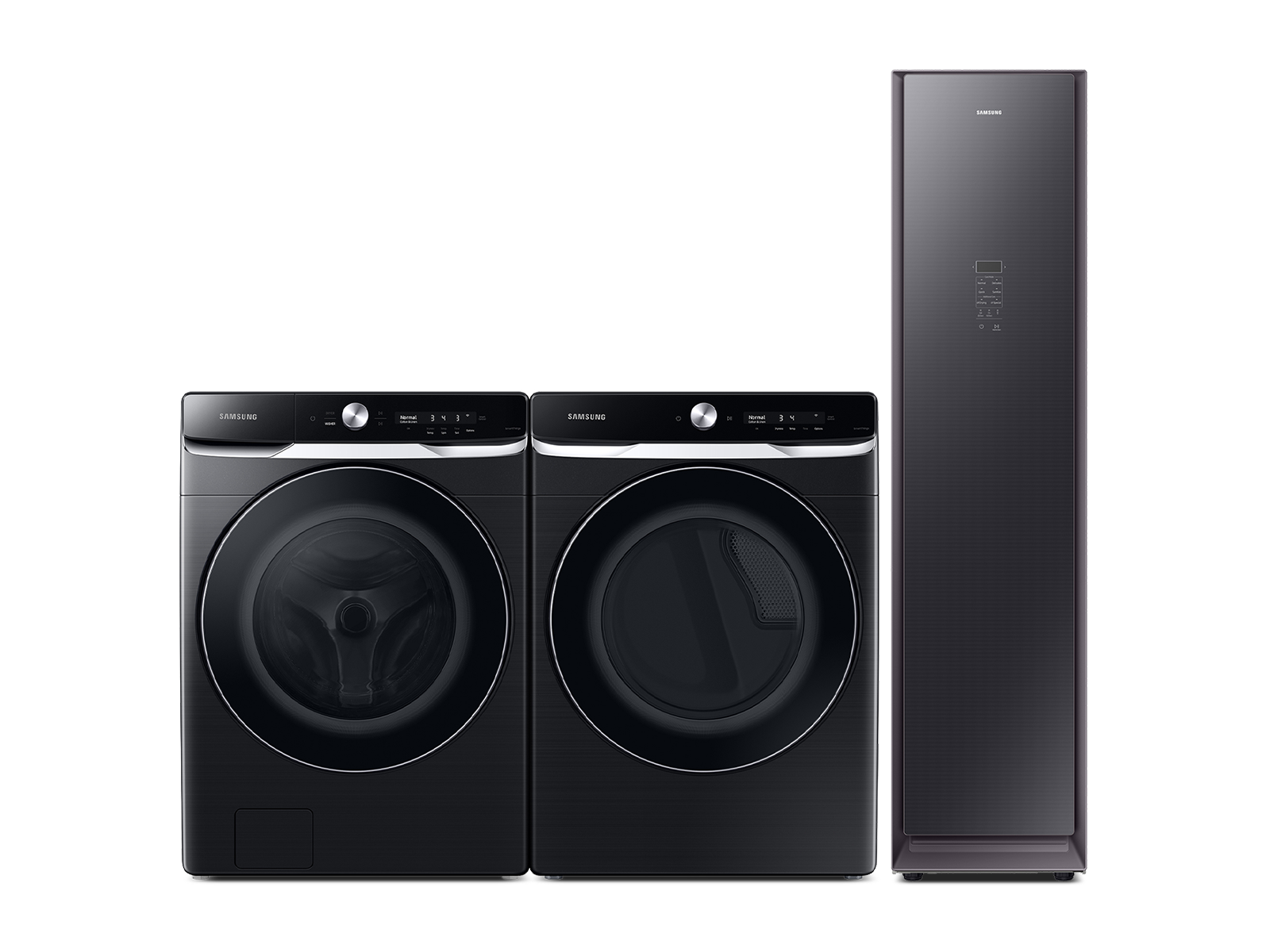 AI Powered Smart Dial OptiWash™ Front Load Washer, AI Powered Smart Dial Super Speed Dry Dryer and AirDresser package