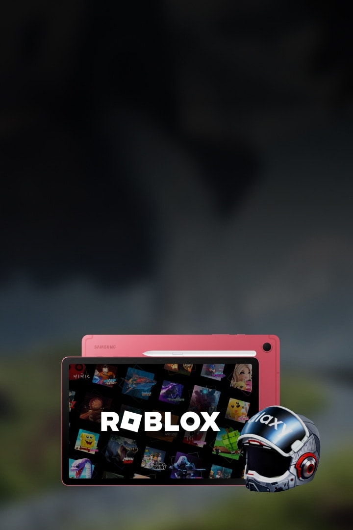 Roblox being plaid on Galaxy Tab S11 Ultra, with the Roblox logo visible on the screen.