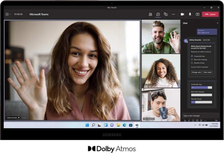 A Galaxy Book2 360 is facing the front with a video call taking place onscreen. On the left … #2
