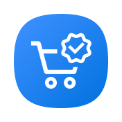 (for option 1) Icon with shopping cart and check mark above it.