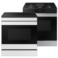 Stainless Steel Range Next to a Black Range