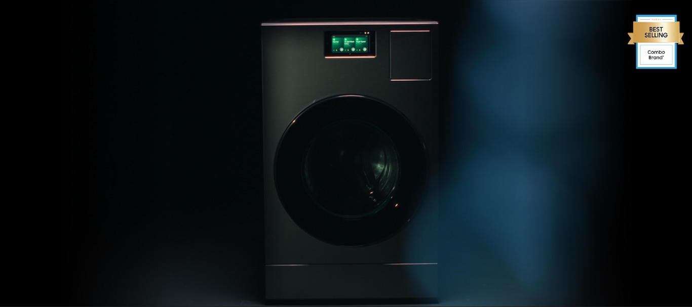 Samsung Bespoke AI Laundry Combo™ on dark background with Best Selling Combo Brand badge