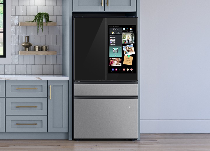 Samsung Bespoke AI refrigerator with large touchscreen