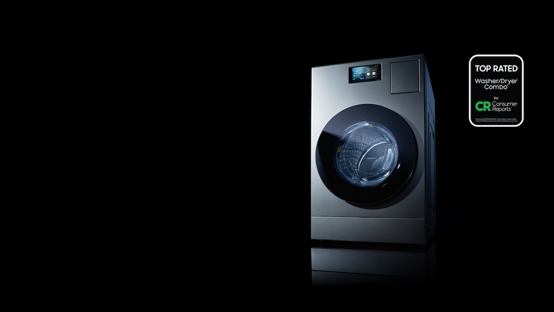 Washer and dryer combo with Top-rated by Consumer Report badge