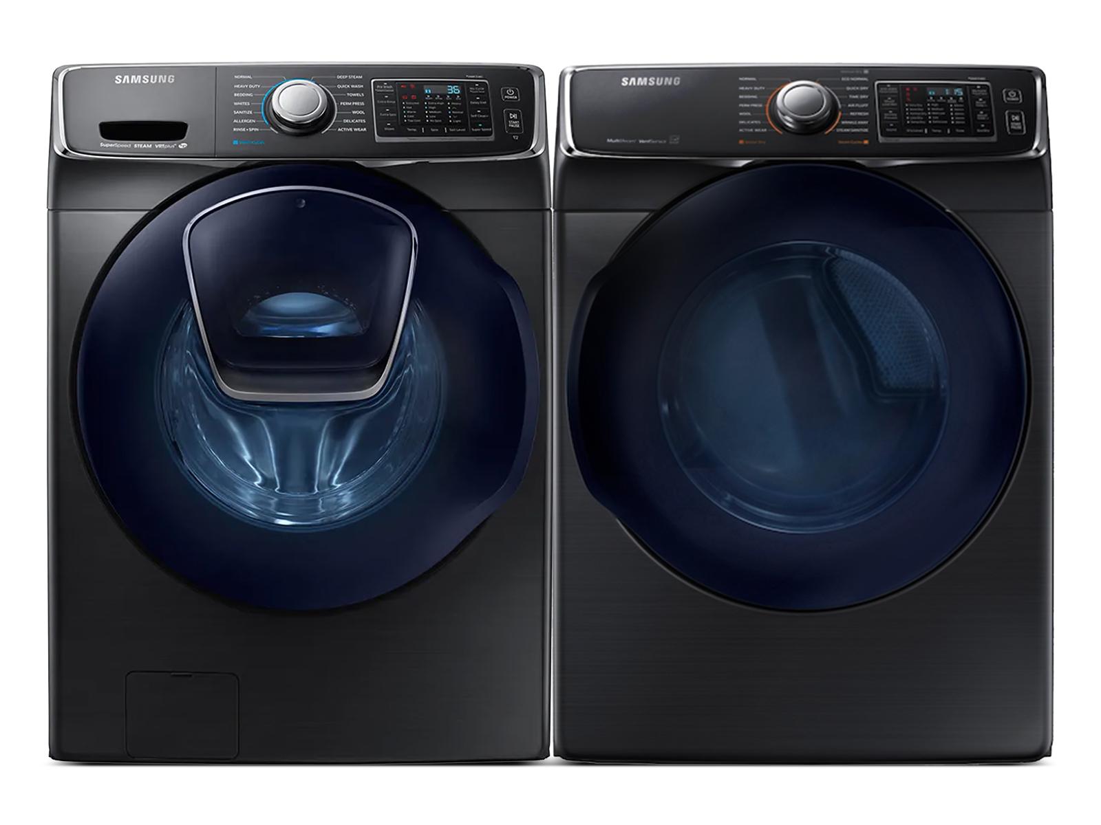 Photos - Washing Machine Samsung Smart Front Load AddWash™ Washer & Dryer Set in Black Stainless St 