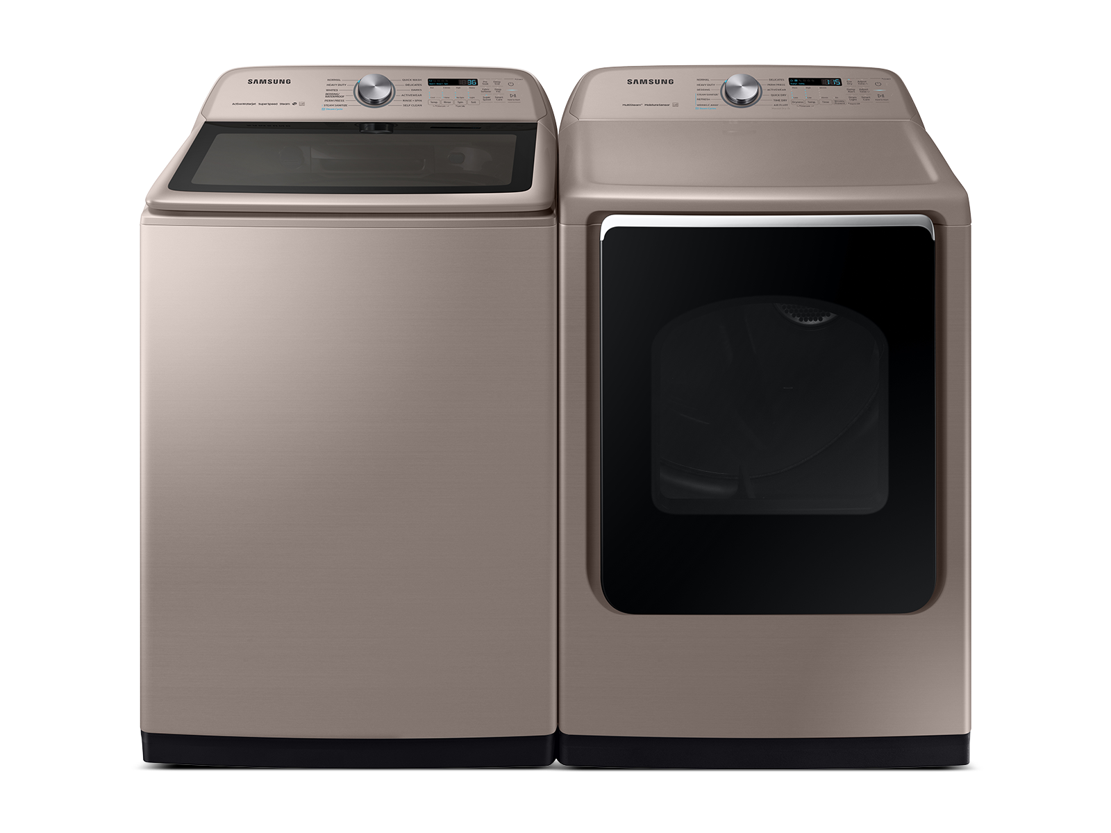 Samsung Top Load Washer & Dryer Set with Super Speed and Steam Sanitize+ in Champagne(BNDL-1646290212771)