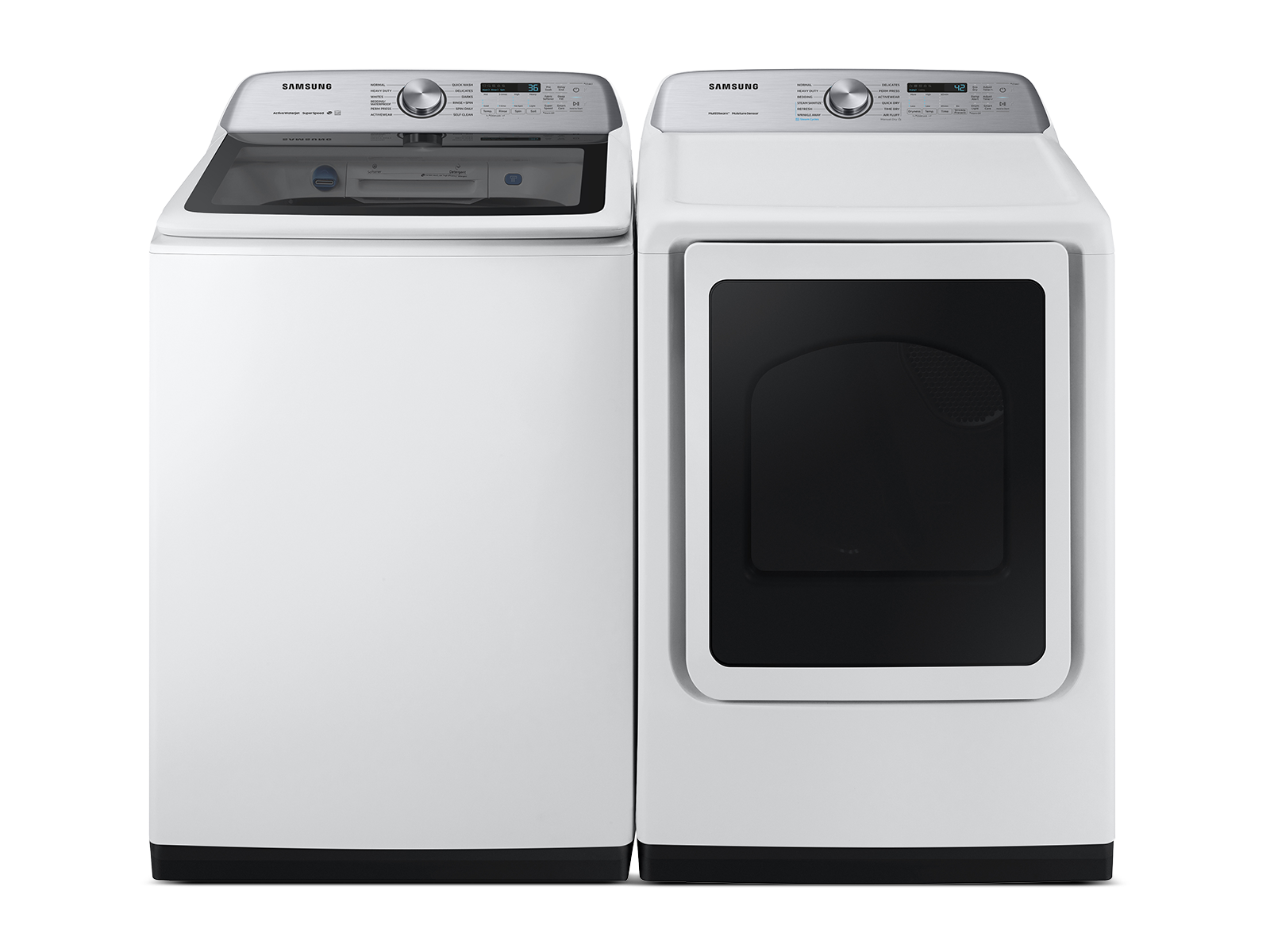 Samsung Top Load Washer &amp; Dryer Set with Super Speed and Steam Sanitize+ in White(BNDL-1646290212092)