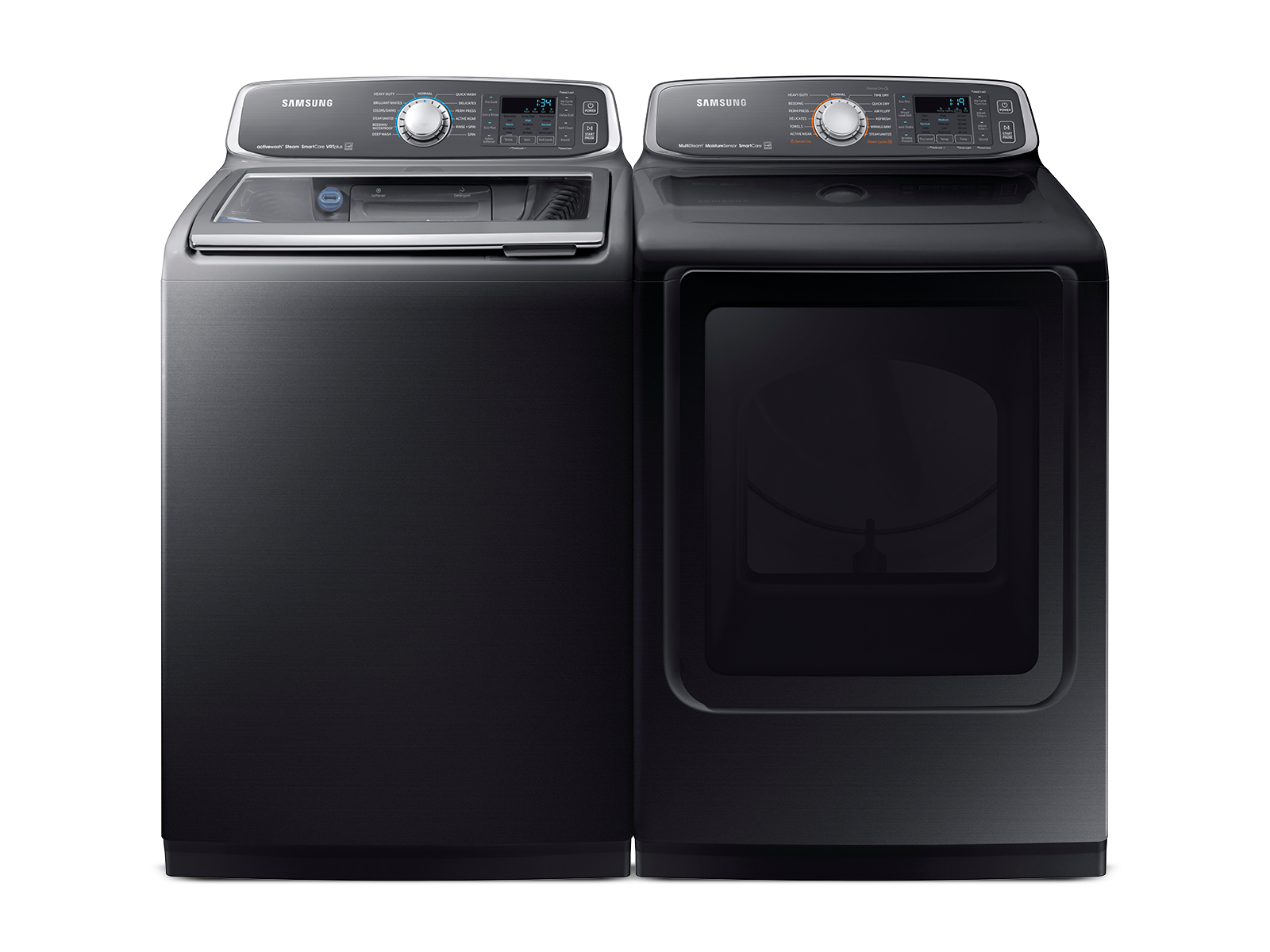 SamsungSamsung Top Load activewash Washer & Dryer Set with MultiSteam Black Stainless Steel Washer And Dryer Set