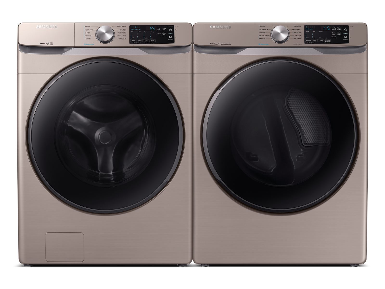 Photos - Washing Machine Samsung Front Load Washer & Dryer Set with Steam and Sensor Dry in Champag 