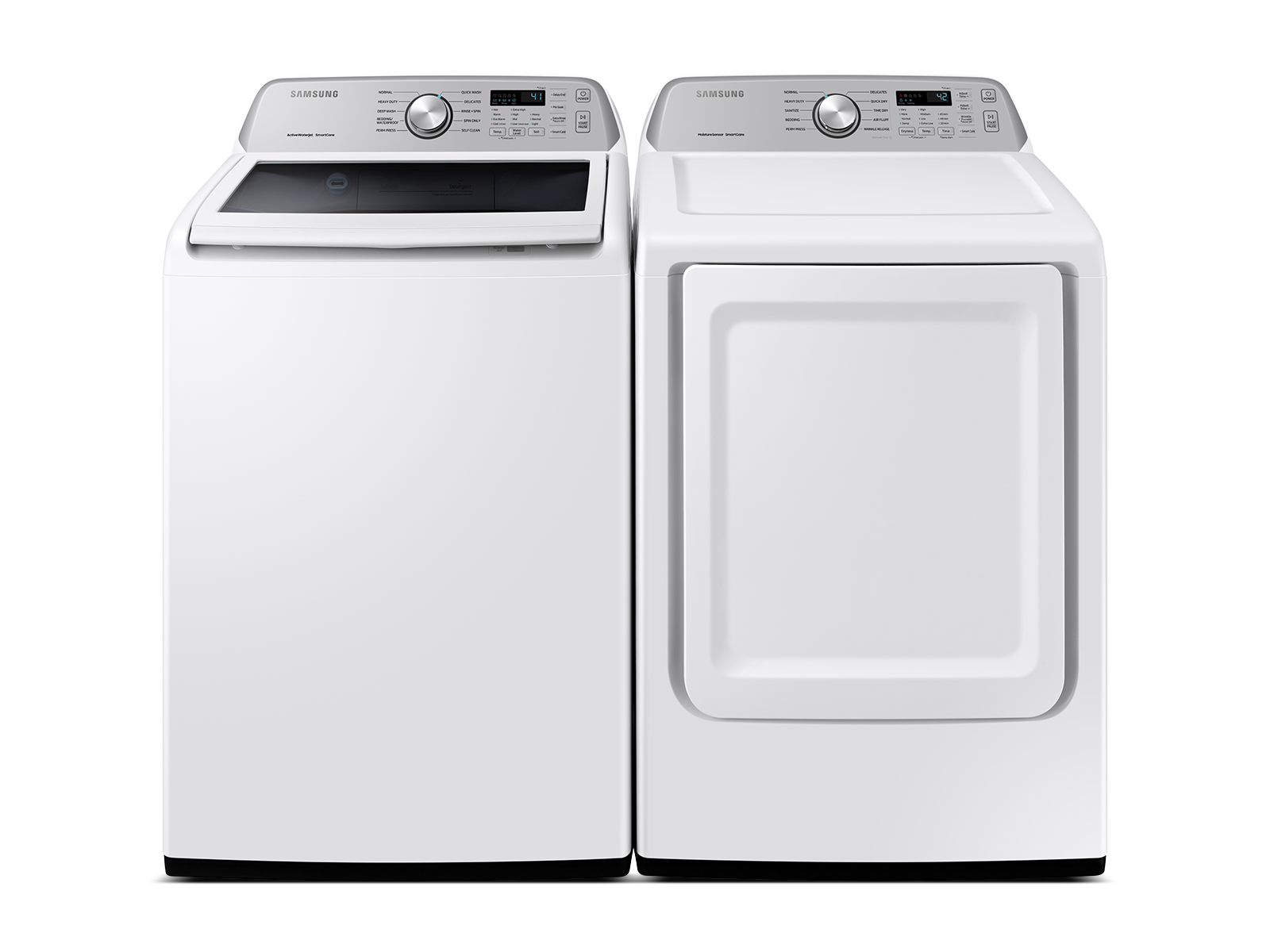 Samsung Top Load Washer & Dryer Set with Active WaterJet and Sensor Dry in White(BNDL-1603923407750)